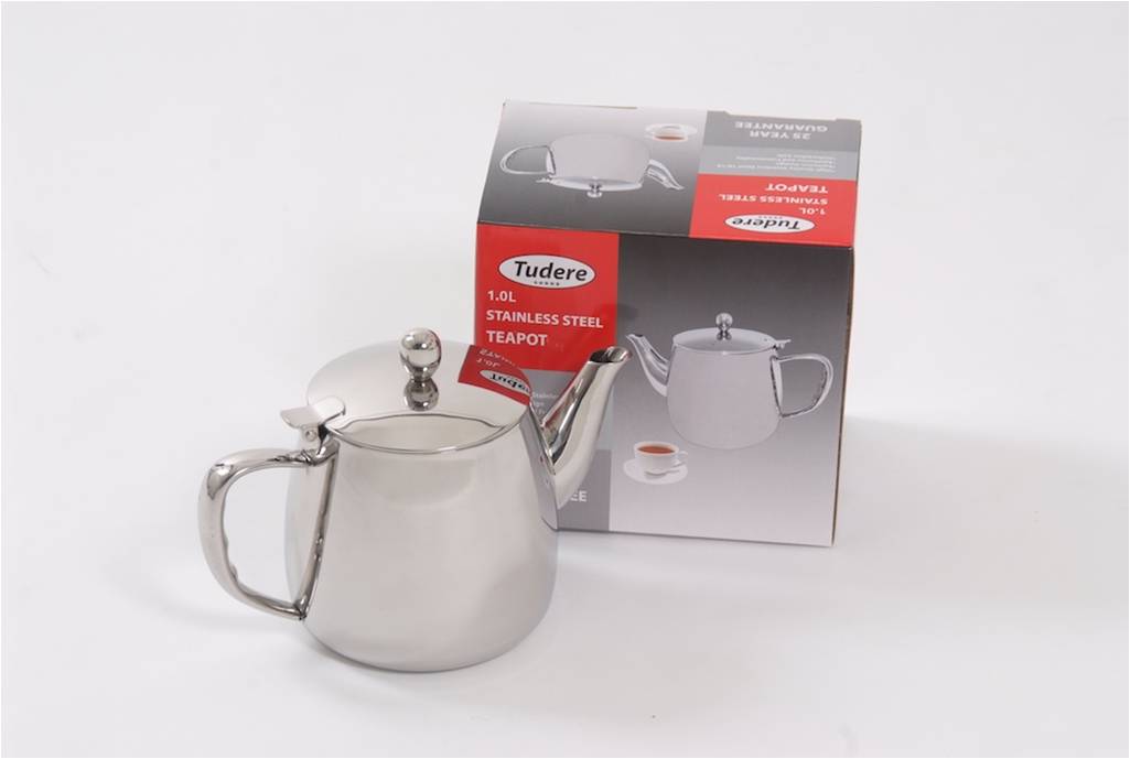 Tudere Stainless Steel 1.0Ltr Teapot - 25 Year Guarantee