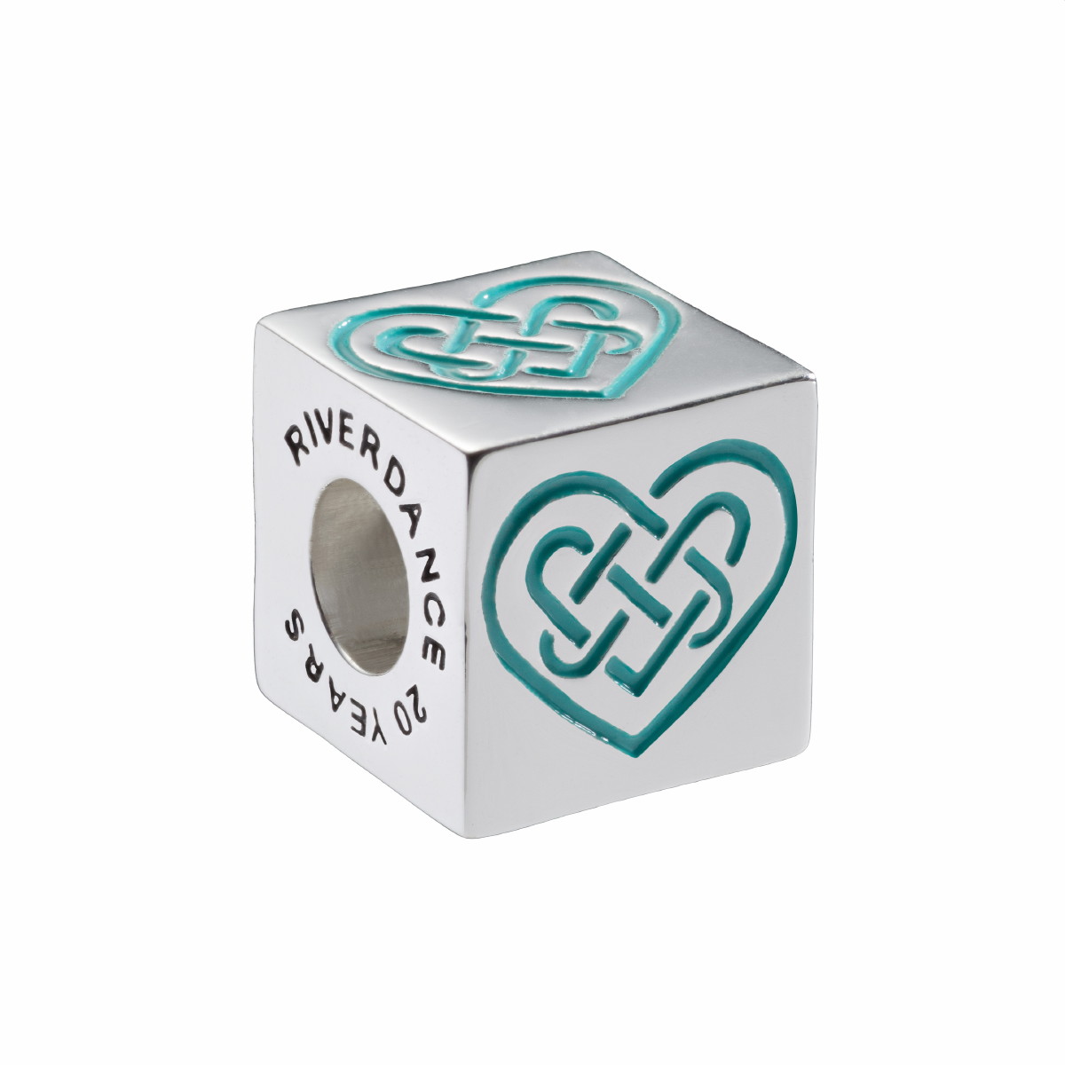 Official Riverdance Celtic Love Knot Cube Bead - Turquoise
