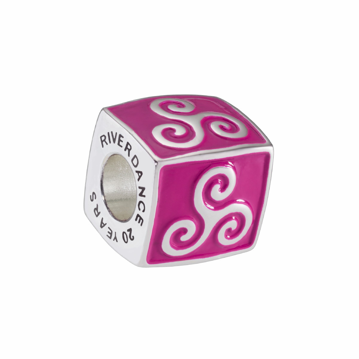 Riverdance20 Tri Spiral Cube Charm Bead - Purple Enamel