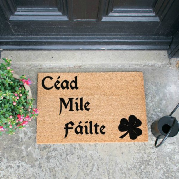 Irish Cead Mile Failte Doormat - Black