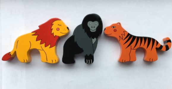 Lion, Gorilla and Tiger Magnets - Set of 3